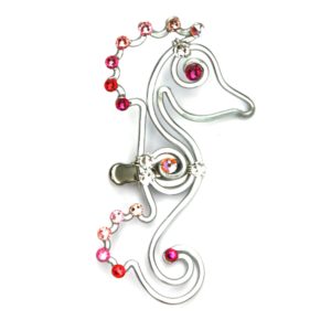Seahorse Hair Clip Silver Soft Pink Ombre